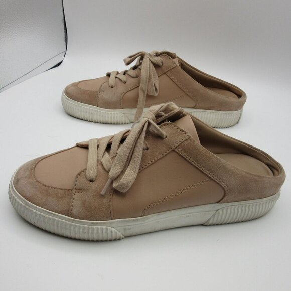 Vince Sneakers Kess Apricot Backless Leather Suede Slip On Flats Pink Women's 8 - Picture 3 of 7
